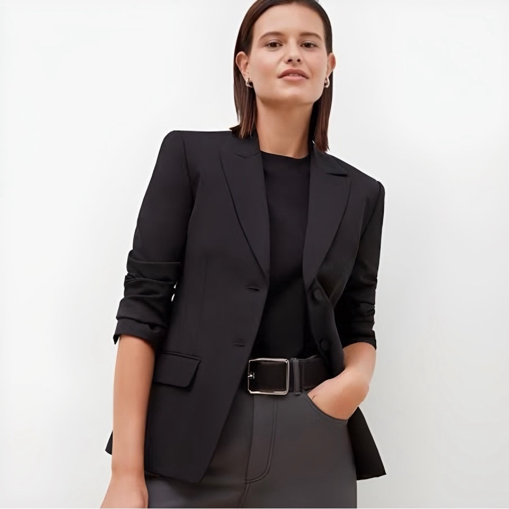 NWT MM.Lafleur Womens Black The Bennett Jacket Wool Twill Stretch Pockets Size 8